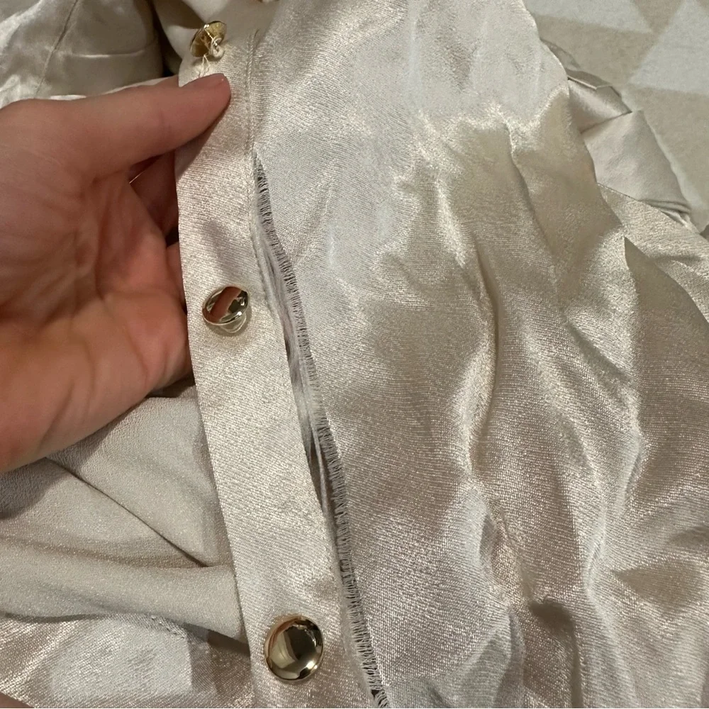 J crew Drapey shirtdress in luster crepe pale bone